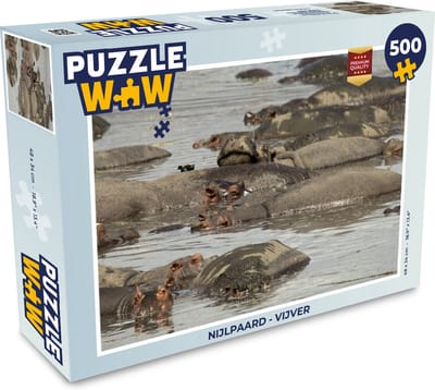 Puzzel Nijlpaard - Vijver - Legpuzzel - Puzzel 500 stukjes