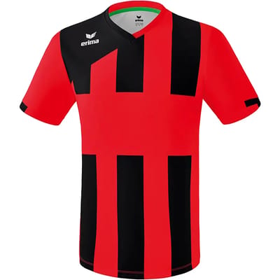 Erima Siena 3.0 Shirt Korte Mouw Kinderen - Zwart / Rood | Maat: 140