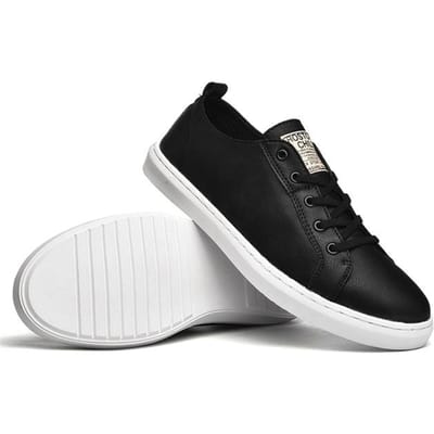 Heren Leren Schoenen Casual Comfort Herenschoenen Volwassen Schoeisel Heren Canvas Schoenen Heren Sneakers Rijschoenen Lichtgewicht Tenis Masculino 38 zwart