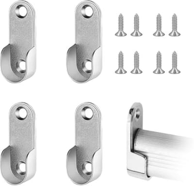 SnelShoppen - 4 Stuks Kledinghanger Beugels voor Ovalen Stang, Metalen Wandmontage, Duurzaam en Corrosiebestendig, Perfect voor Kasten en Garderobes