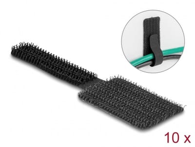 Klittenband Mini-haak-en-lus kabelhouder L 90 mm x W 24 mm zelfklevende 10 stuks zwart