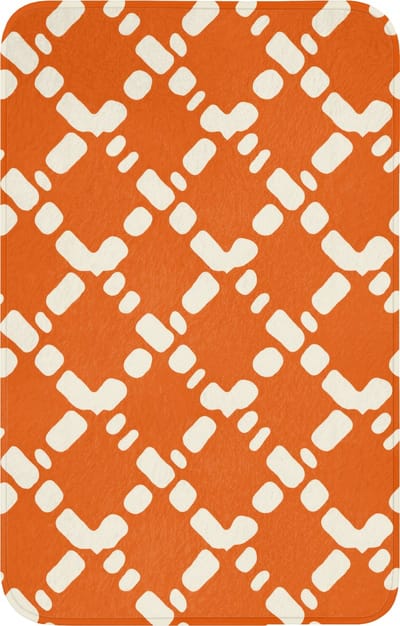 WC mat 50x80 cm - Antislip - Oranje - Ruitpatroon - Wit - Toiletmat - Vloermat - Douchemat - Toilet tapijt - Toiletmatten