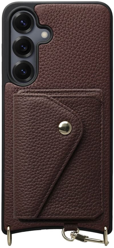 AVY Leren Hoesje Geschikt voor Samsung Galaxy S25 / S24 | Met Magnetische Kaarthouder | Compatibel met MagSafe | Leather Case met Wallet | Chocolate