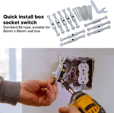 Dailygoods - Type 86 Junction Box Reparatieset - Schakelkastreparatiegereedschap - 86 x 86 mm - Stutten en bouten - Voor elektrische wanddozen - Inclu...