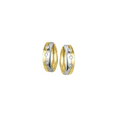 The Jewelry Collection Klapoorringen Zirkonia - Bicolor Goud