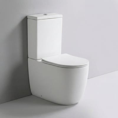 QeramiQ Dely Swirl Staand Toilet - zonder spoelrand - geberit spoelsysteem - slim zitting - mat wit