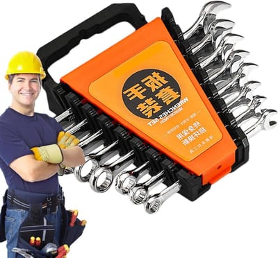 Ratelsleutelset - Combinatiesleutels - Moeren Aandraaien - Chroom-vanadium-staal - 6-17 mm - Zilverkleurig