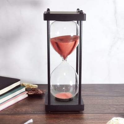 Grote Zandloper Timer 60 Minuten met Decoratief Zwart Frame en Rood Zand