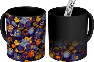 Magische Mok - Foto op Warmte Mokken - Koffiemok - Patroon - Abstract - Ringen - Magic Mok - Beker - 350 ML - Theemok