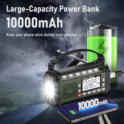 Draagbare Radio - Noodradio Oplader - Kamperen Reizen - Grote Batterij Capaciteit - 10000mAh - Groen