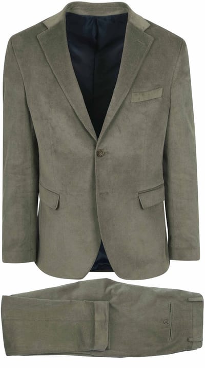 Suitable Corduroy Kostuum Groen - Maat 54 - Heren - Ribstructuur - Volwassen mannen