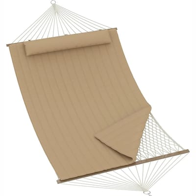 MakkelijkMooi Royale 2 Persoons Hangmat - Hangmat - Gemaakt van Stevig Katoenen Touw - Comfortabel Kussen - Draagvermogen 250kg