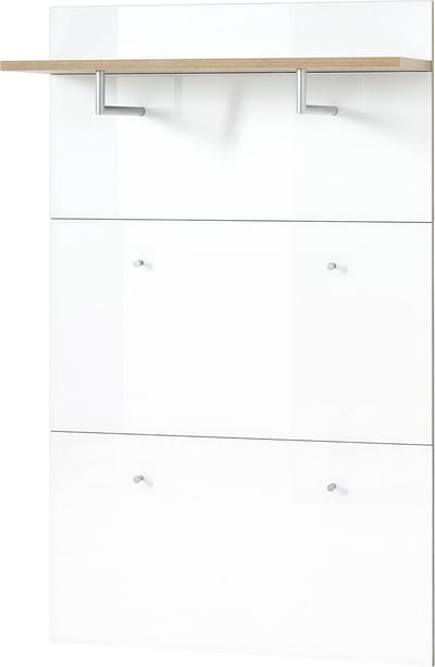 Kapstokpaneel Lagos Eiken - Wit - 4 haken - Breedte 89 cm - Diepte 30 cm - Hoogte 144 cm