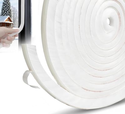 Famanu - M tochtstrip voor deuren ramen, 9 mm (B) x 15 mm (T) borstel weerstriptape zelfklevende afdichtingsstrip, wit