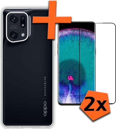 Hoes - Met 2x Screenprotector - Geschikt voor OPPO Find X5 - Sterk & Shockproof - Back Cover - Siliconen Case - Telefoon Hoes - Transparant