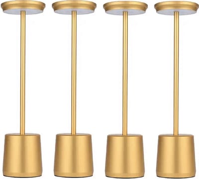 Luxus Europe - Tafellamp Touch Deluxe - Alexia Goud - Set van 4 - Draadloze LED Tafellamp Binnen - USB-C Oplaadbaar - Touchbediening - Dimbaar
