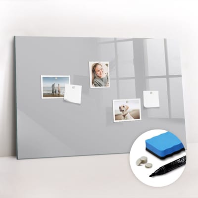 Tulup Whitebord - Kleur Lichtgrijs Magneetbord - 90 cm x 60 cm - Magnetisch Bord - Industrieel Wandbord - Magneetbord Foto - Productiviteit Tools - Inclusief Gratis Magneten & Marker & Spons - Memo Bord - Magneetbord Design