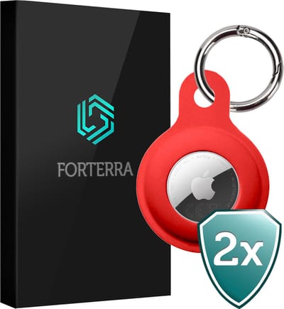 Forterra Sleutelhanger - Geschikt voor Apple AirTag 2e generatie - Houder - Siliconen Hoesje - Rood - 2 PACK