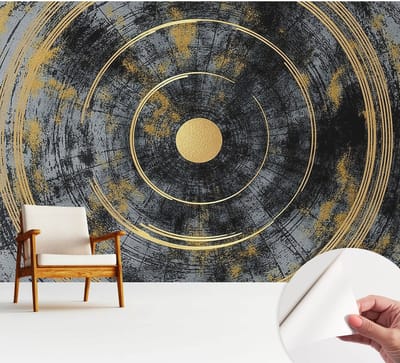 Wallfluent Zelfklevend Behang - Kosmische dynamiek Stickerbehang op rol - 312x250 cm - Zwart Zelfklevend Behang - Herpositioneerbaar - Voor de woonkamer, voor het kantoor, voor de hal Zelfklevend Behang