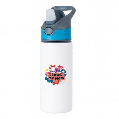 Hacebo® - Mama cadeau - waterfles met rietje blauw - Moeder - Moeders - cadeautje - met opdruk - Verjaardag - Moederdag - Mama cadeautjes - Moederdag cadeau - verjaardag - liefste Mama - Leuk kado om te geven - water fles - 650ML