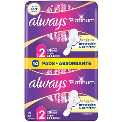 Always platinum super 2 hygiënische maandverbanden met vleugeltjes - 14 stuks