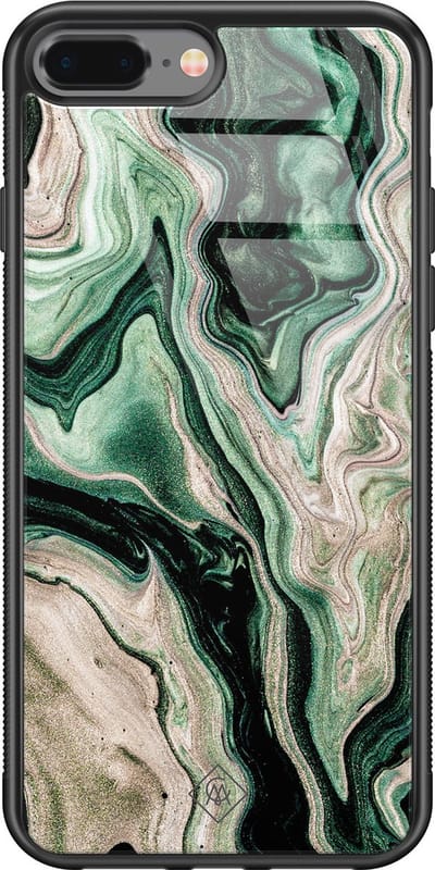 Casimoda® hoesje - Geschikt voor iPhone 8 Plus - Groen marmer / Marble - Luxe Hard Case Zwart - Backcover telefoonhoesje - Groen