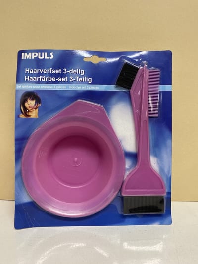 Haarkleuring set 3-delig - roze - Set bakje + kwasten - Haarbenodigdheden set - Verzorging van haren thuis