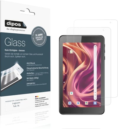 dipos – 2x Matte Pantserfolie geschikt voor Logicom Tab 76 | 9H Screenprotector