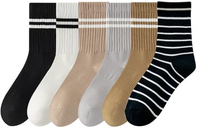 Dailygoods- Damessokken Zacht en Ademend - 6 Stuks - Casual/Sport - Preppy Kousen - Elastische Randen - Comfortabel en Duurzaam - Sokken