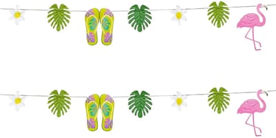 Toppers - Boland feest slinger tropisch thema - 2x - karton - 3.6 meter - feestversiering - Hawaii - themafeest - strandfeest - verjaardag