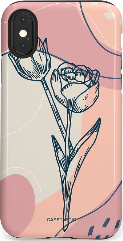 Casetastic Hoesje Geschikt voor Apple iPhone X/Xs - Stijlvolle Beschermende Duo-layer Case - Sierlijke tulp