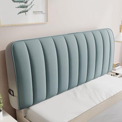 Nieuwe aankomst effen kleur grijs all-inclusive zachte fluwelen gewatteerde bedhoofdhoes hoogwaardige gewatteerde zachte pluche hoofdbordhoes W140 x H75cm