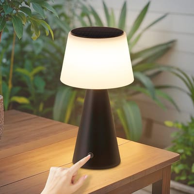 NETTLIFE Tafellamp LED - zwart - Zonne-energie - Touch Dimbaar - Oplaadbare Nachtlamp - 3600mhA Draadloos - met USB Oplaadbare Batterij - Modern - voor Woonkamer | Slaapkamer | Buiten