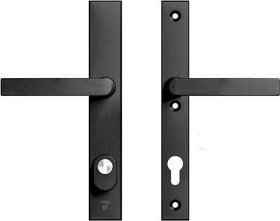 AXA Veiligheids Deurbeslag set - Edge Plus Smal - Deurkruk Aluminium Zwart - Kruk/Knop - SKG3 - PC92 met kerntrekbeveiliging - Schild