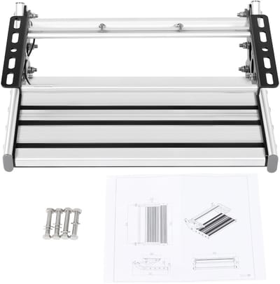 Innovastore Campertrap - Caravantrap - Caravan opstaoje - Campertraptrede - Kamperen - Led verlichting - Zilver - Antislip