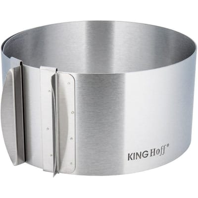 Kinghoff Verstelbare Taartring - Roestvrijstalen Taartvorm Ø16-30 cm x 8,5 cm (KH4614) - Uitbreidbaar en Geschikt voor Verschillende Taartformaten