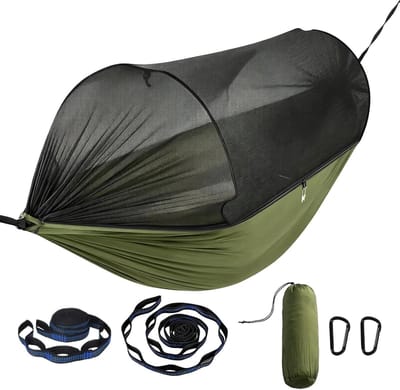 Hangmat Tent - Schommel met dak - Outdoor Ontspanning - Muggennet en luifel - 270 x 140 cm - Groen