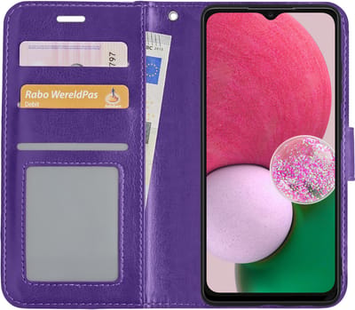 Hoesje Met Pasjeshouder - Geschikt voor Samsung Galaxy A13 5G - Luxe Bookcase Portemonee - Flip Case - Kunstleer Book Case - Flipcase - Book Cover - Walletcase - Portemonneehoes - Paars