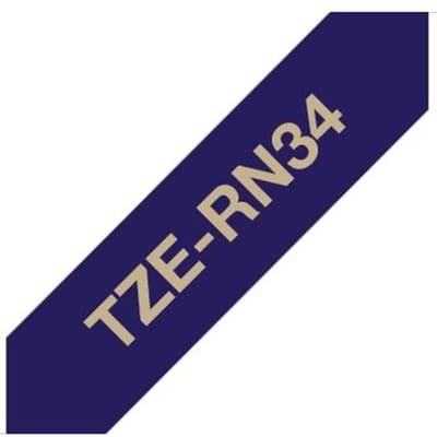 Brother P-touch textielschrijfband, 12 mm - Goud op donkerblauw