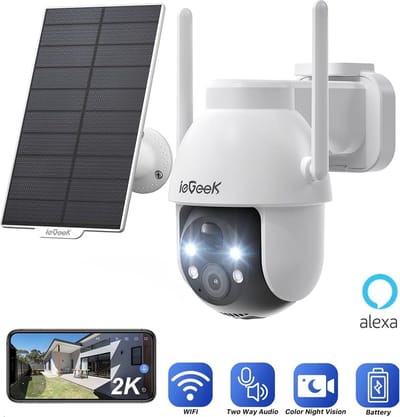 ieGeek 2K bewakingscamera - wifi - voor buiten - draadloos - zonne-energie - ntelligente tracking - persoonlijke detectie -kleurennachtzicht