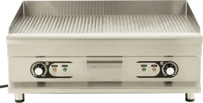 HCB® - Professionele Horeca Bakplaat - geribbeld - 400V - RVS / INOX - Electrisch Grill apparaat - 52x75x31 cm (DxBxH) - 54 kg - 6857