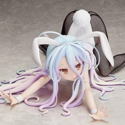 Laatste Op Voorraad Shiro Figuur Anime Geen Activiteit Geen Leven Bunny Meisjes Schattige Knielende Houding Desktop Golf Model Speelgoed Cadeau No bos gray