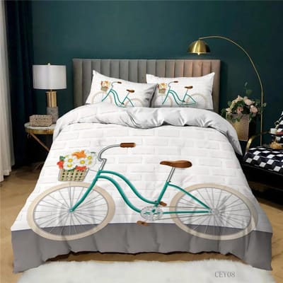 Print Oranje Fiets Beddengoed Set Volwassenen Kinderen Winter Dekbedovertrek Met Kussenslopen Lichtgevend Fiets Patroon Slaapkamer Dekbedovertrek EU single(135x200cm) gray