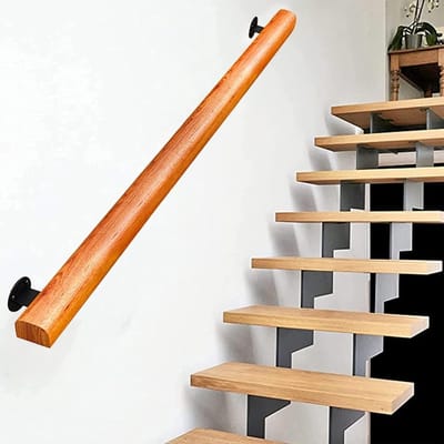 Houten Leuning - Steun Reling - Veilig Traplopen - Massief Hout - 60 cm - Natuurlijk Hout