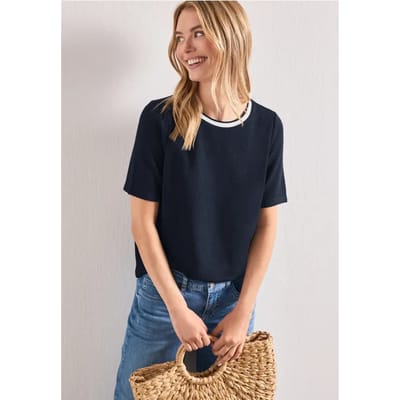 Shirt met gebreide look en ronde hals