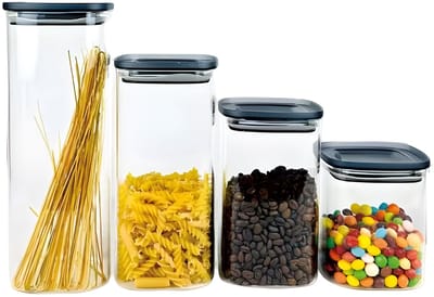 Cheffinger Glazen Voorraadpotten Set - 4-delig - 900ml, 1200ml, 1600ml, 2100ml