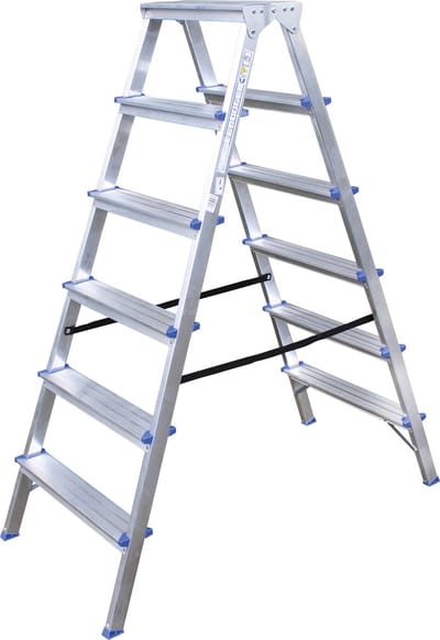 Alumexx DX - Dubbele trap 6 treden - Huishoudtrap - Keukentrap - Inklapbaar - 2,3m Werkhoogte