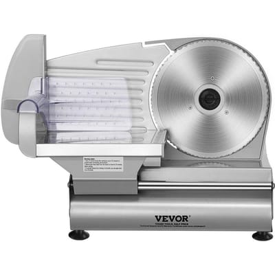 VleesSnijmachine, 180W Elektrische Delicatessen VoedselSnijmachine met 7,5  SUS420 Roestvrij Staal Mes en Mesbeschermer, 0 - 0,6 inch Verstelbare Dikte voor Thuisgebruik,