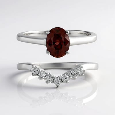 Cavill - Zilveren Ring 925 Platina-Verguld met 2,8 ct Ovaal Mahagoni Zirkoon en Sprankelende Zirkonen - Elegante Cambodja Edelsteen Sieraad