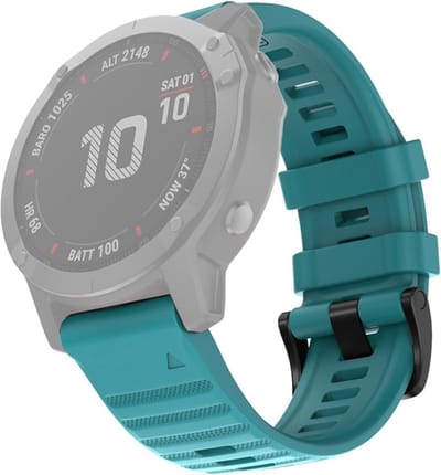 Siliconen bandje - geschikt voor Garmin Fenix 3 / 5X / 5X Plus / 6X / 6X Pro / 7X / 7X Pro / 8 (51 mm) / Quatix 3 / 6X / Tactix (7) / Enduro (2) / Descent Mk1 / Mk2(i) / Mk3i 51 mm / D2 / Delta PX / Mach 1 Pro / Epix Pro Gen 2 51 mm - blauwgroen